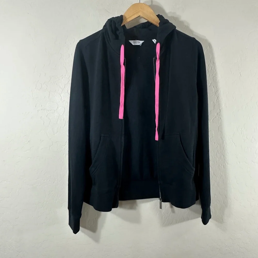 Peloton Womens Black Rainbow Stacked Logo Full Zip Hoodie Sweatshirt PJ221596P S